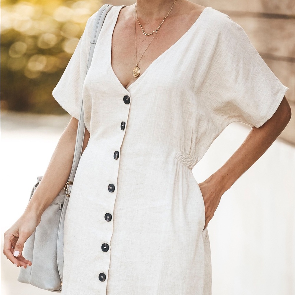 Beechwood pocketed button down dress